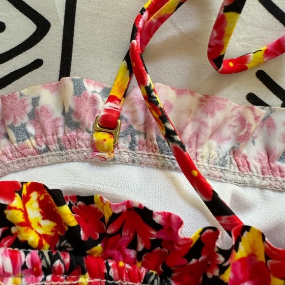 Flower Print Ribbed Tube Top w/ Corset Back & Bottoms - Picture 3 of 6